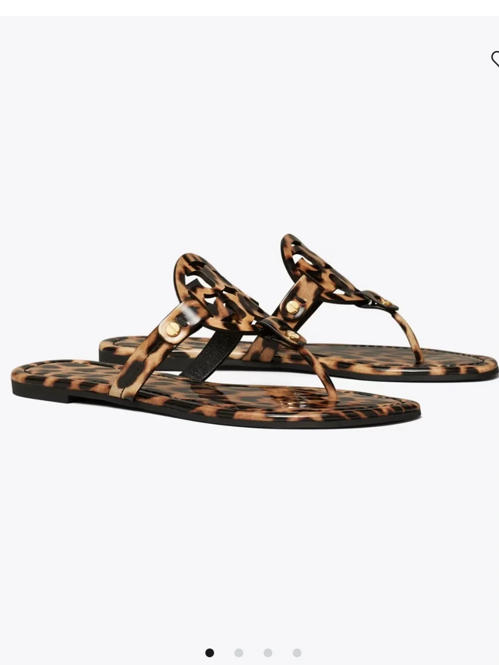 Tory Burch Patent Leather Leopard-Print Miller Thong Sandal Brown/Black Size 8